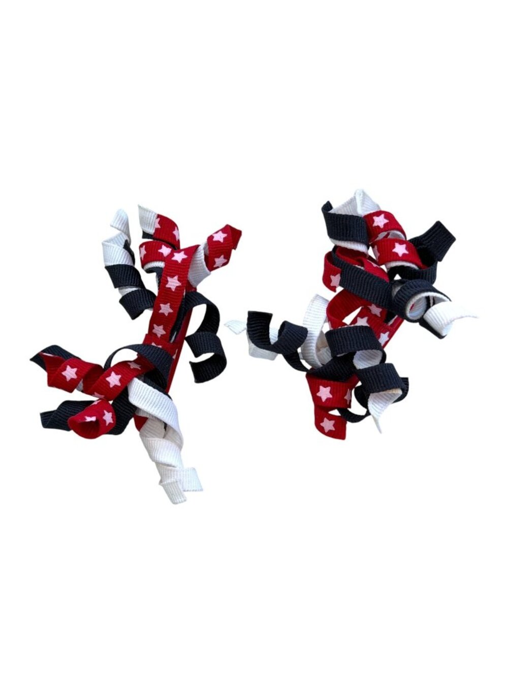 Gymboree Red White Patriotic Stars Curlies Hair Clips